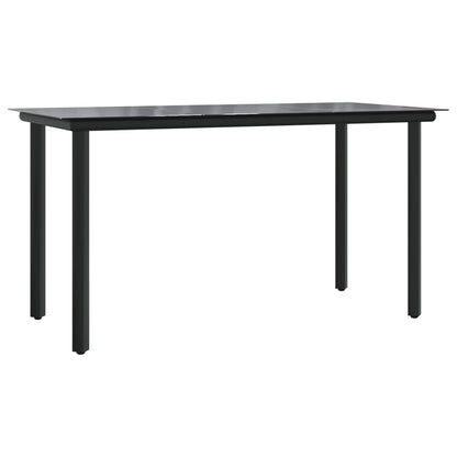 Set da Pranzo da Giardino 9 pz Nero in Acciaio e Textilene