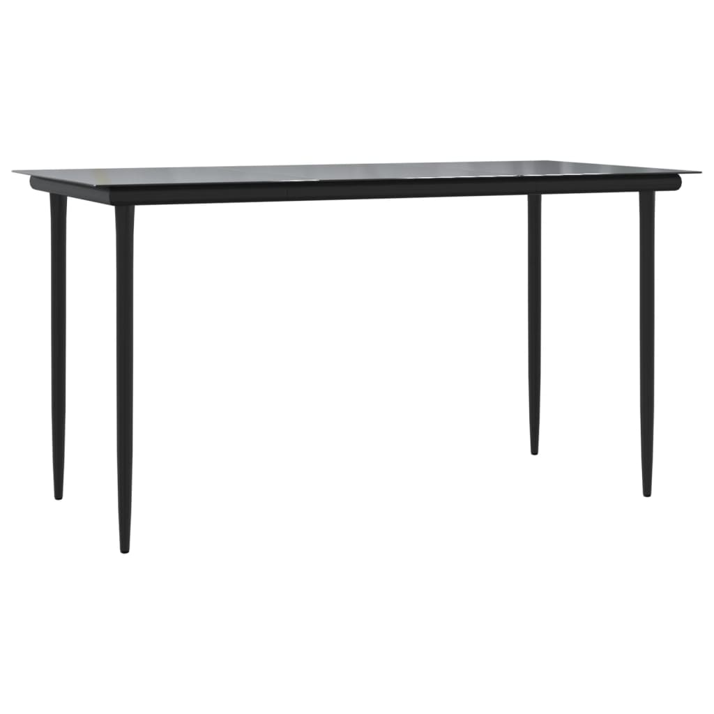 Set da Pranzo da Giardino 5 pz Nero in Acciaio e Textilene