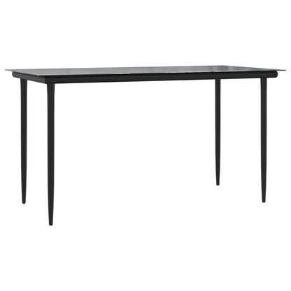 Set da Pranzo da Giardino 5 pz Nero in Acciaio e Textilene