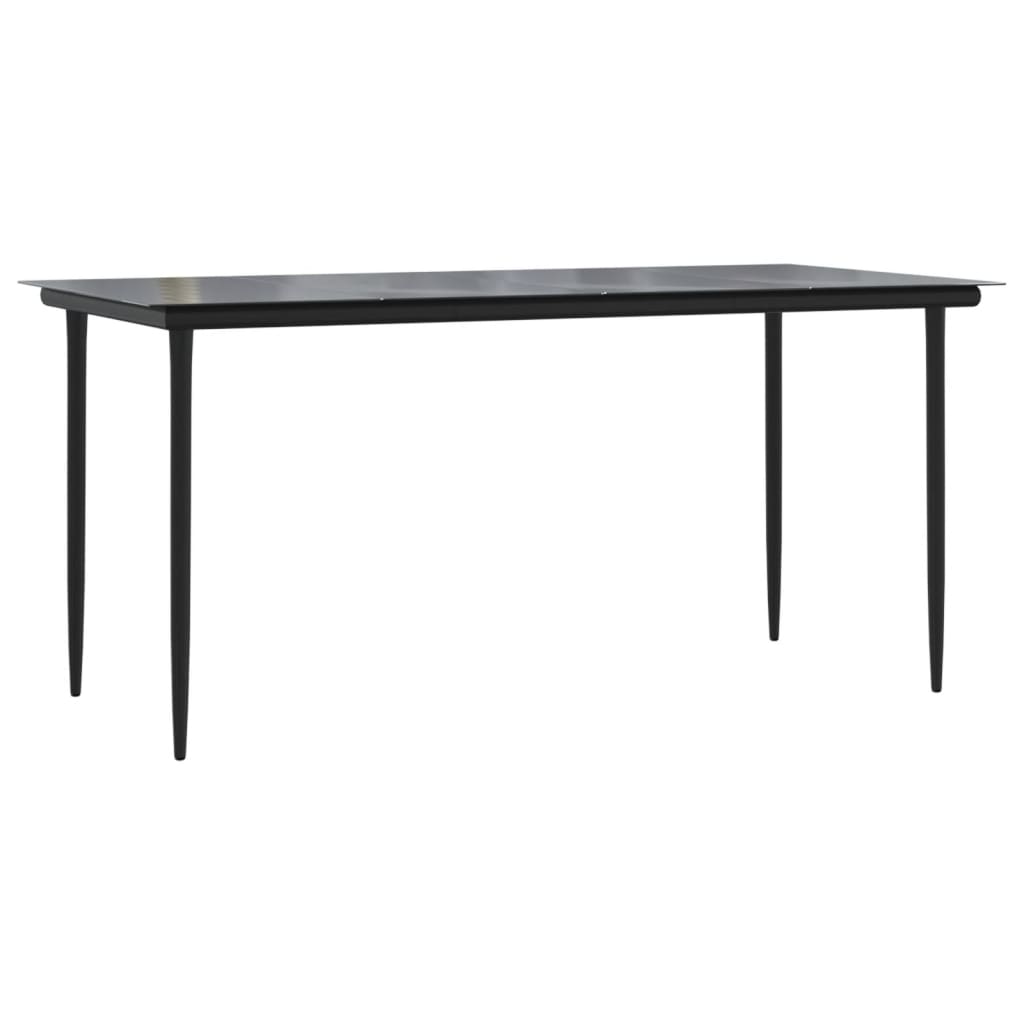Set da Pranzo da Giardino 7 pz Nero in Acciaio e Textilene