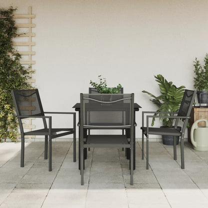 Set da Pranzo da Giardino 5 pz Nero in Acciaio e Textilene