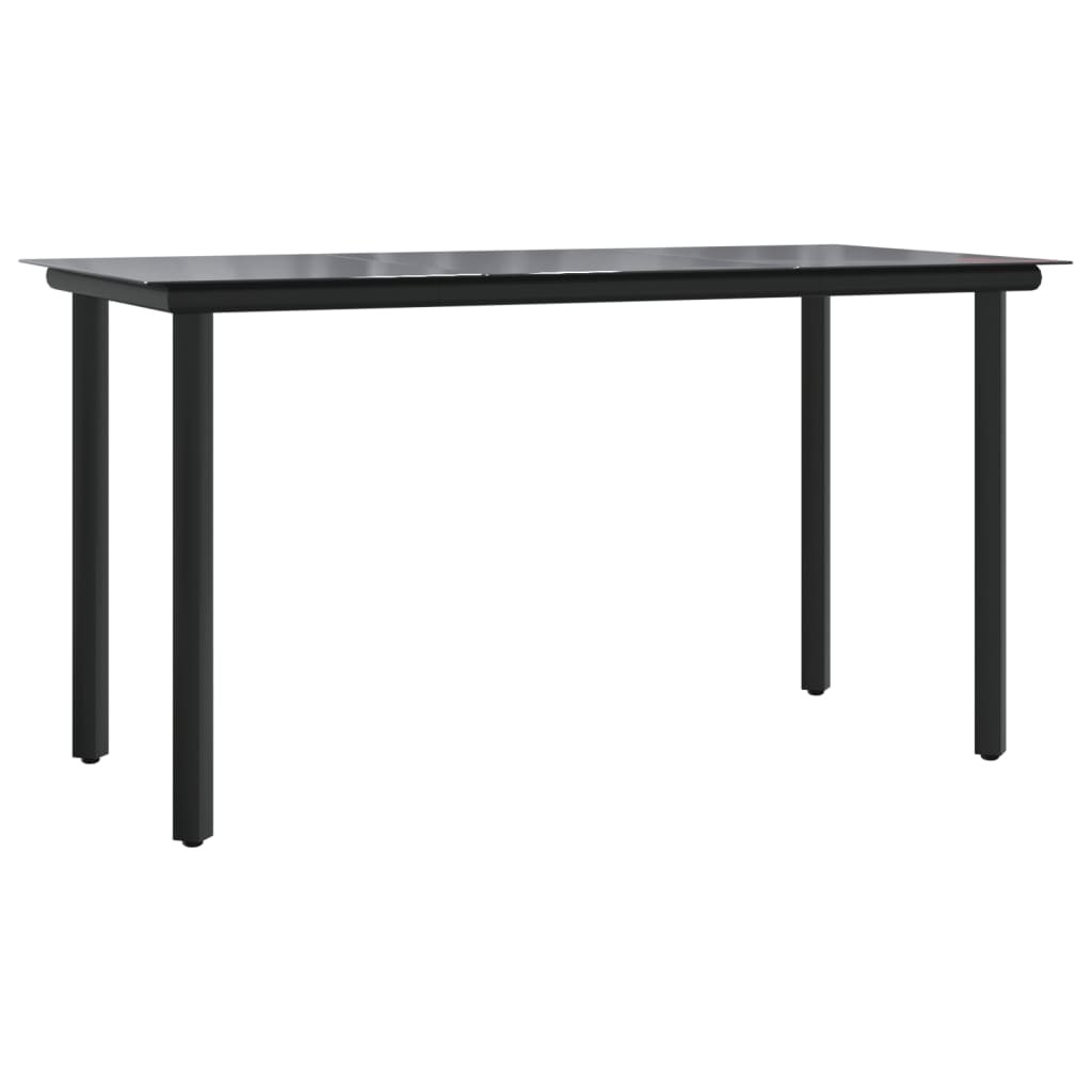 Set da Pranzo da Giardino 5 pz Nero in Acciaio e Textilene