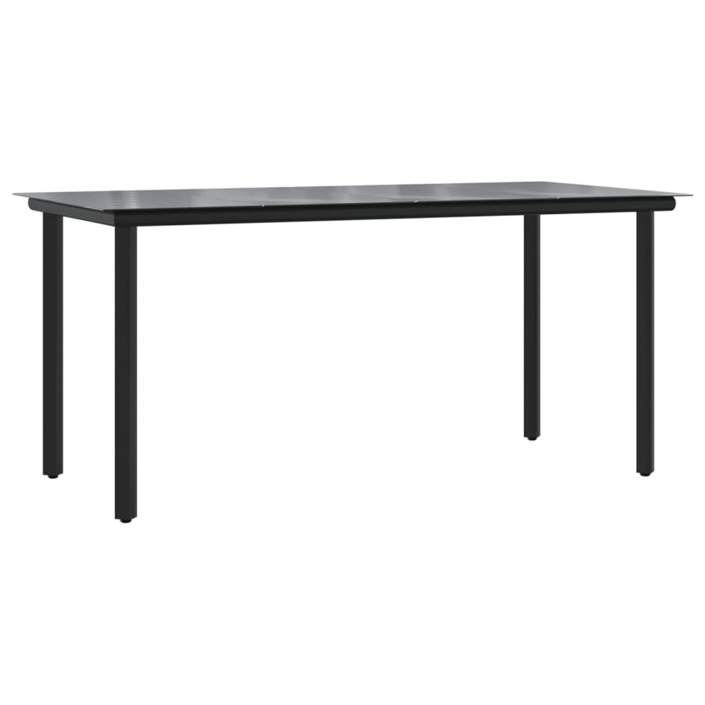 Set da Pranzo da Giardino 5 pz Nero in Acciaio e Textilene
