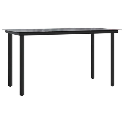 Set da Pranzo da Giardino 9 pz Nero in Acciaio e Textilene