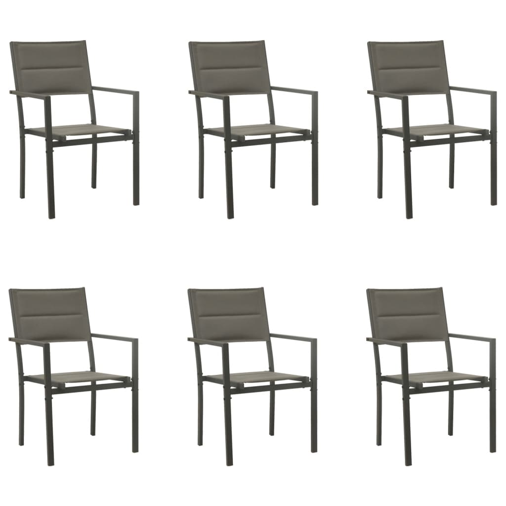Set da Pranzo da Giardino 7 pz Nero in Acciaio e Textilene