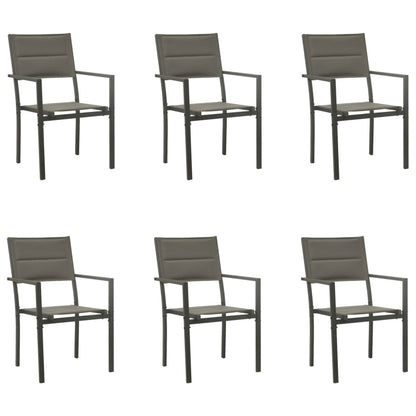 Set da Pranzo da Giardino 7 pz Nero in Acciaio e Textilene