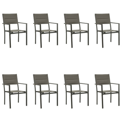 Set da Pranzo da Giardino 9 pz Nero in Acciaio e Textilene