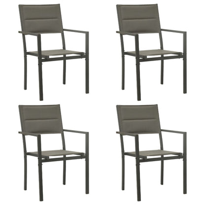Set da Pranzo da Giardino 5 pz Nero in Acciaio e Textilene
