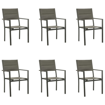 Set da Pranzo da Giardino 7 pz Nero in Acciaio e Textilene