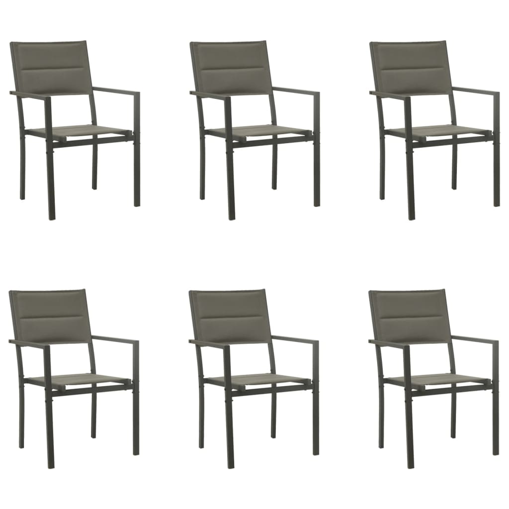 Set da Pranzo da Giardino 7 pz Nero in Acciaio e Textilene