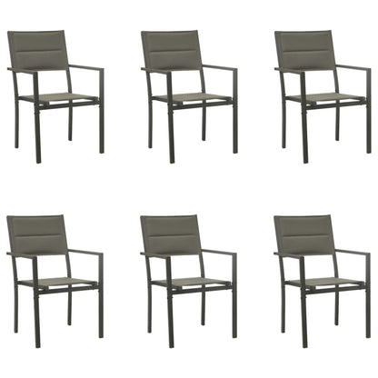 Set da Pranzo da Giardino 7 pz Nero in Acciaio e Textilene
