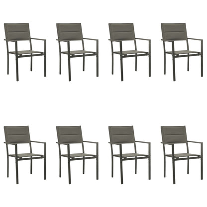 Set da Pranzo da Giardino 9 pz Nero in Acciaio e Textilene