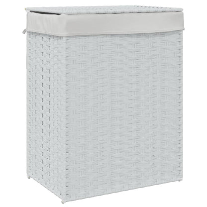 Cesto Portabiancheria Coperchio Bianco 46x33x60 cm Polyrattan
