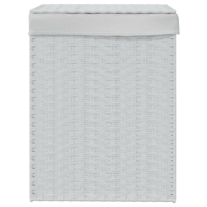 Cesto Portabiancheria Coperchio Bianco 46x33x60 cm Polyrattan