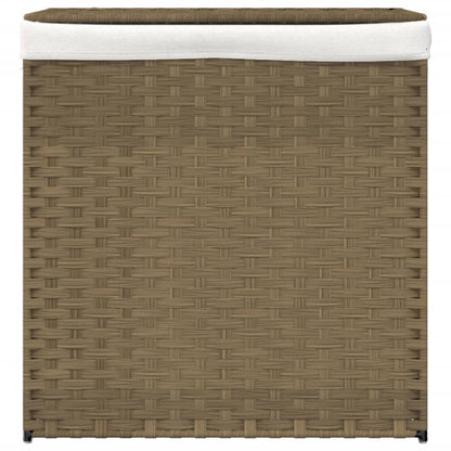 Cesto Portabiancheria con 2 Sezioni 53x35x57 cm Polyrattan