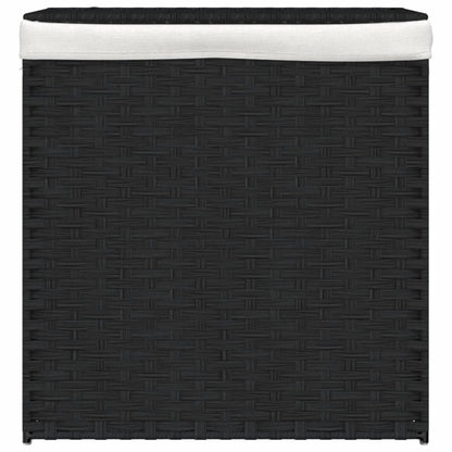 Cesto Portabiancheria 2 Sezioni Nero 53x35x57 cm Polyrattan