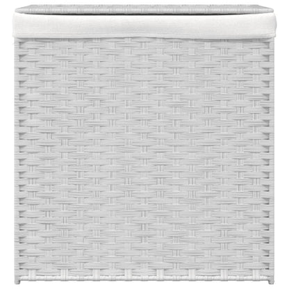 Cesto Portabiancheria 2 Sezioni Bianco 53x35x57 cm Polyrattan