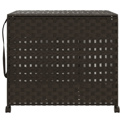 Cesto Portabiancheria Ruote Marrone Scuro 66x35x60 cm Rattan