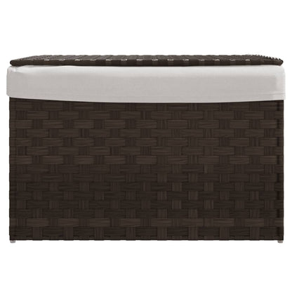 Cesto Biancheria Coperchio Marrone Scuro 55,5x35x34 Polyrattan