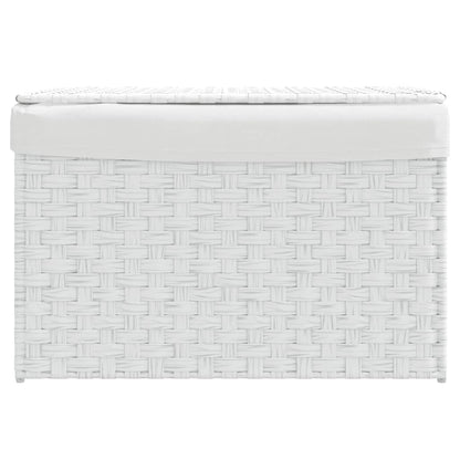 Cesto Portabiancheria Coperchio Bianco 55,5x35x34 cm Polyrattan