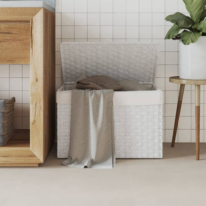 Cesto Portabiancheria Coperchio Bianco 55,5x35x34 cm Polyrattan
