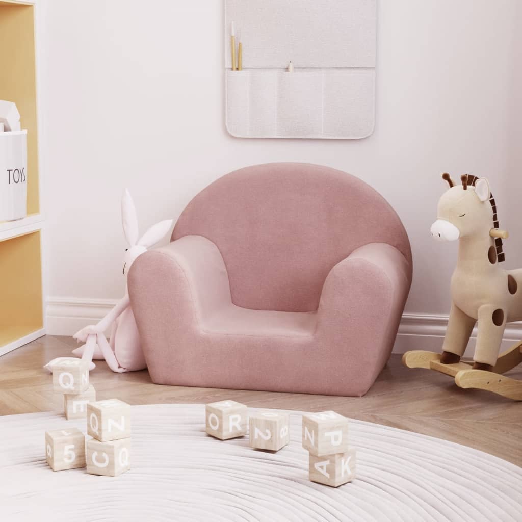 Divano per bambini rosa in morbido peluche