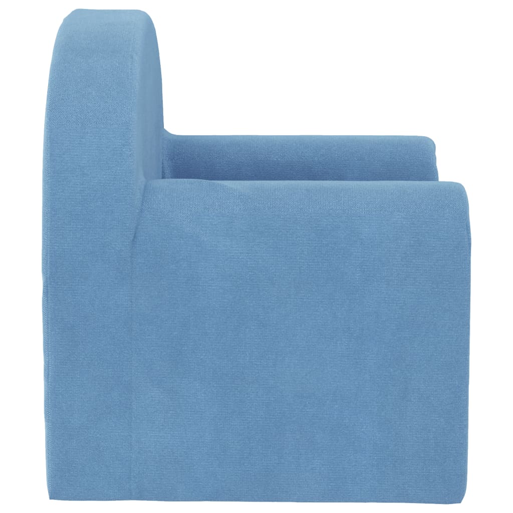 Divano per Bambini Blu in Morbido Peluche