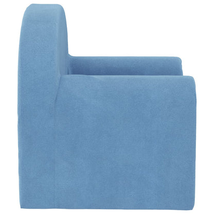 Divano per Bambini Blu in Morbido Peluche