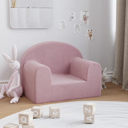Divano per bambini rosa in morbido peluche