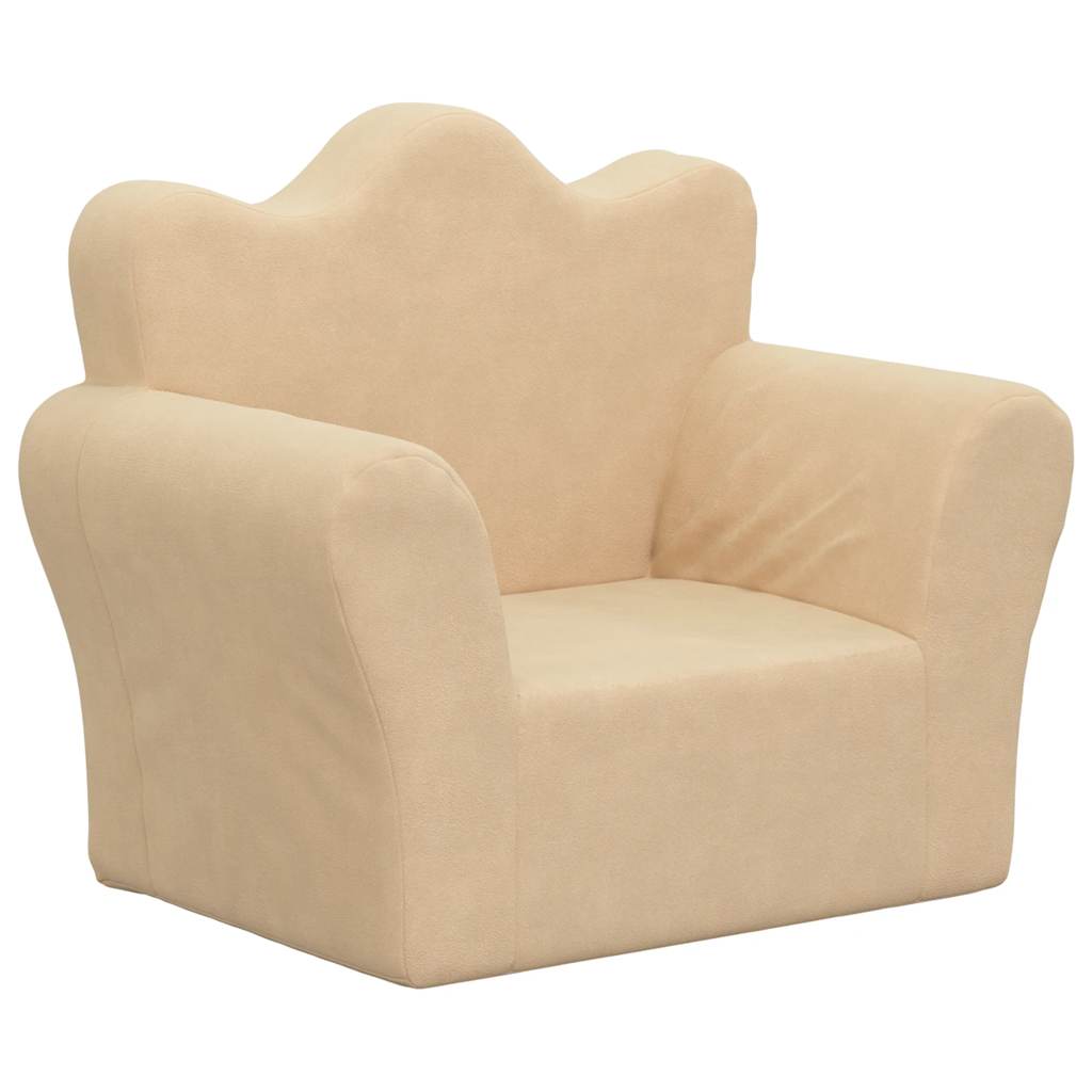Divano per Bambini Crema in Morbido Peluche