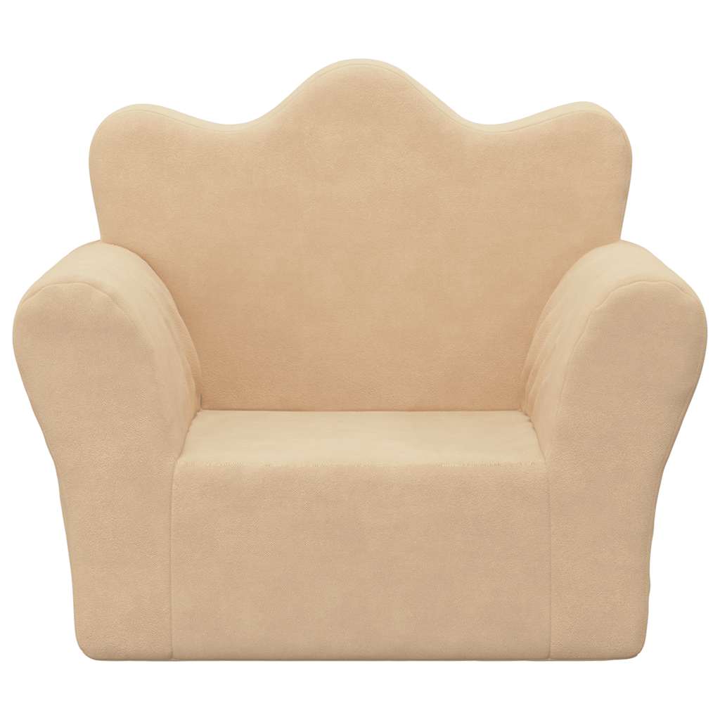 Divano per Bambini Crema in Morbido Peluche