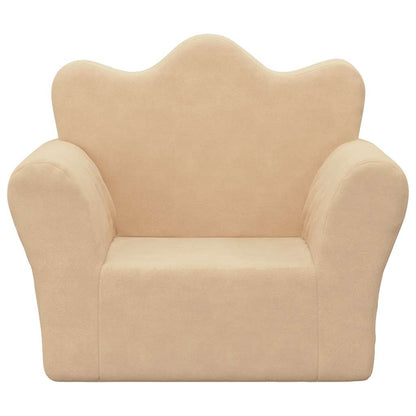 Divano per Bambini Crema in Morbido Peluche