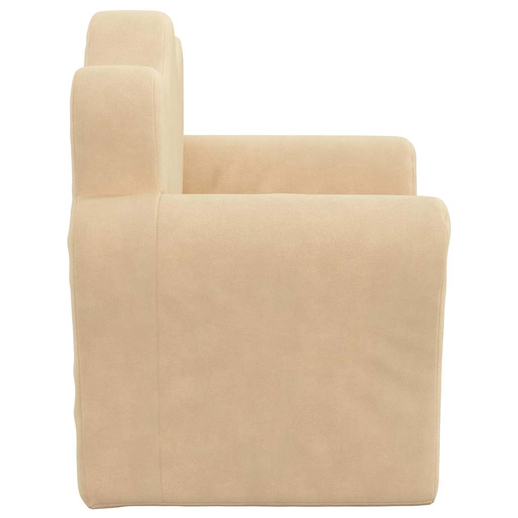 Divano per Bambini Crema in Morbido Peluche
