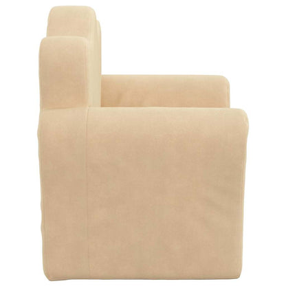 Divano per Bambini Crema in Morbido Peluche