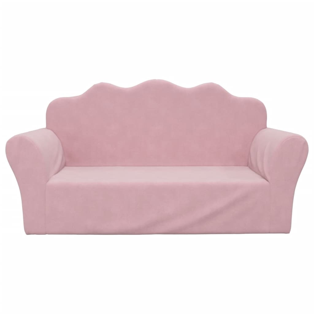 Divano per Bambini a 2 Posti Rosa in Morbido Peluche