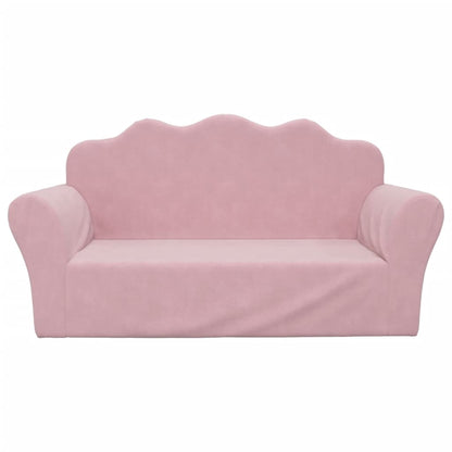 Divano per Bambini a 2 Posti Rosa in Morbido Peluche