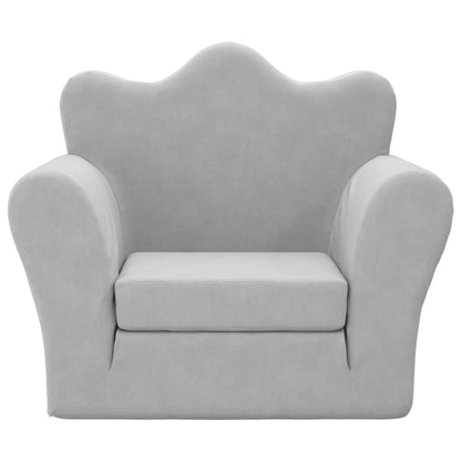 Divano Letto per Bambini Grigio Chiaro in Morbido Peluche