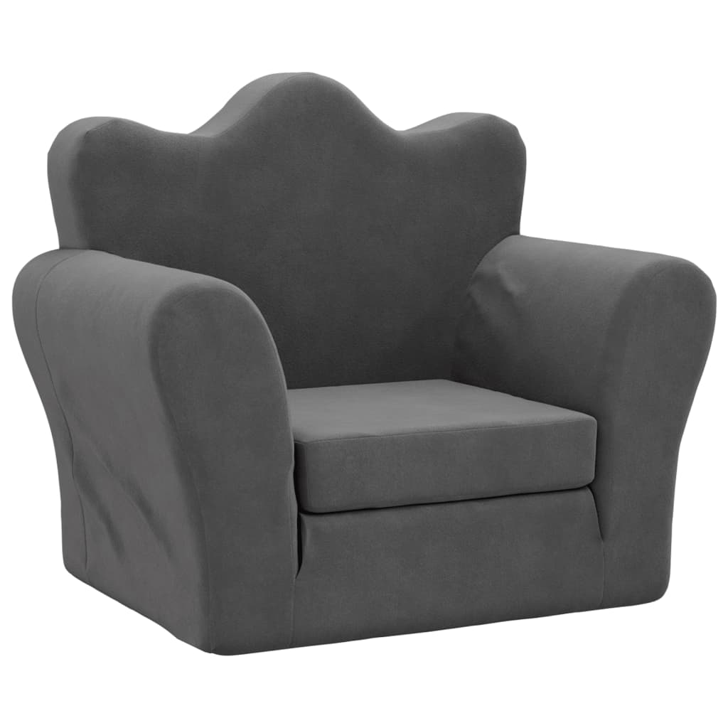 Divano Letto per Bambini Antracite in Morbido Peluche
