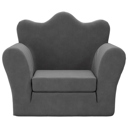 Divano Letto per Bambini Antracite in Morbido Peluche