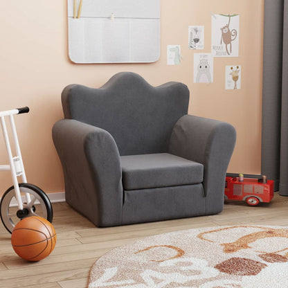 Divano Letto per Bambini Antracite in Morbido Peluche