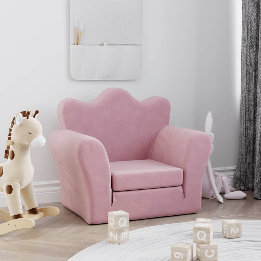 Divano Letto per Bambini Rosa in Morbido Peluche
