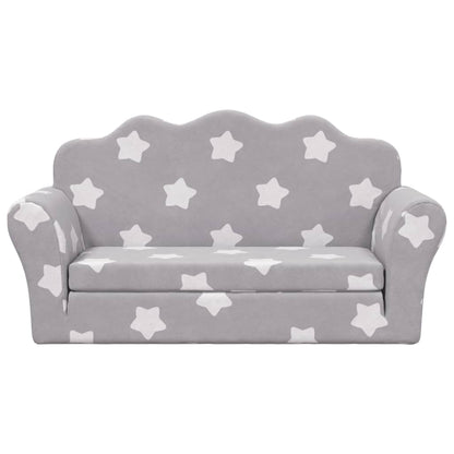 Divano Letto Bambini a 2 Posti Grigio Chiaro con Stelle Peluche