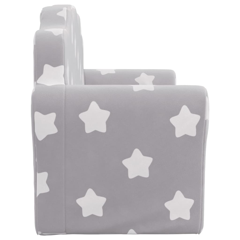 Divano Letto Bambini a 2 Posti Grigio Chiaro con Stelle Peluche