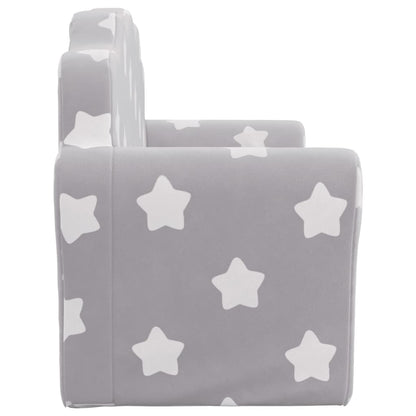 Divano Letto Bambini a 2 Posti Grigio Chiaro con Stelle Peluche