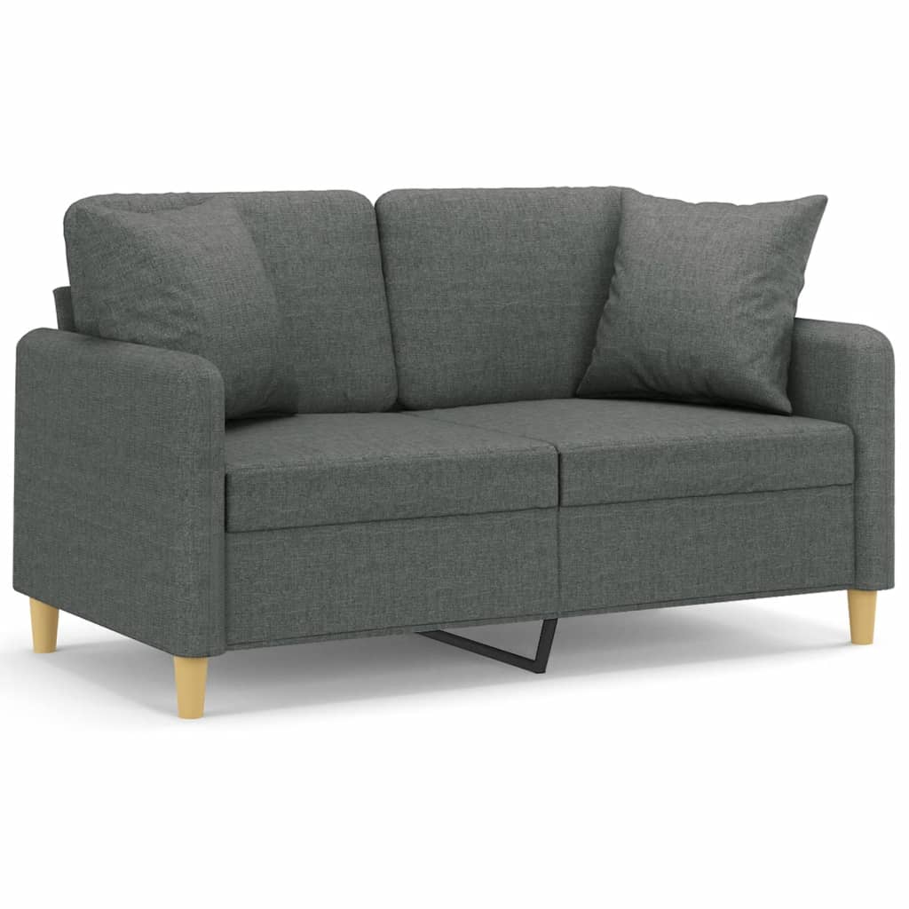 Divano a 2 Posti con Cuscini Grigio Scuro 120 cm in Tessuto