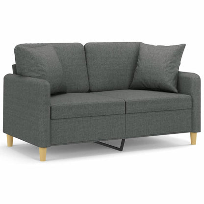 Divano a 2 Posti con Cuscini Grigio Scuro 120 cm in Tessuto