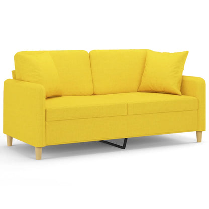 Divano a 2 Posti con Cuscini Giallo Chiaro 140 cm in Tessuto