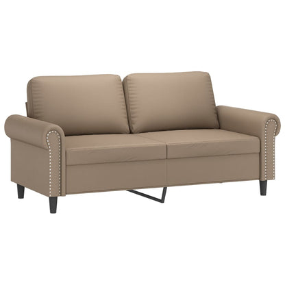 Divano a 2 Posti con Cuscini Cappuccino 140 cm in Similpelle