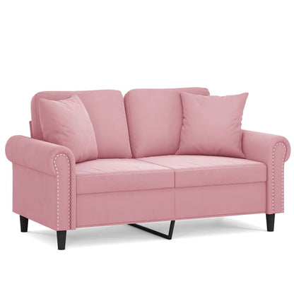 Divano a 2 Posti con Cuscini Rosa 120 cm in Velluto