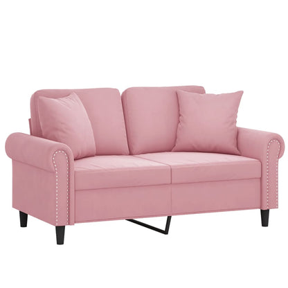 Divano a 2 Posti con Cuscini Rosa 120 cm in Velluto